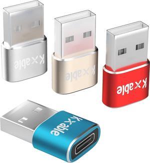 USB C Female to USB Male Adapter 4 Pack (Multi Colors) Type-A to USB C Charger Converter Compatible with iPhone 15 Pro Max iPad Apple Watch Airpods Galaxy S23 Google Pixel 5 4 XL
