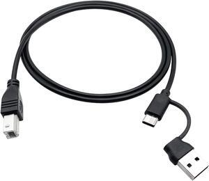 2 in 1 USB Printer Cable USB A/C to USB B MIDI Cable 3.3Ft/1M High-Speed USB B to USB C Printer Cord for MacBook Pro Air Musical Instruments Pianos and More