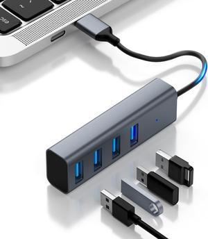 USB C to USB Hub USB 3.0 Hub with 4 USB 3.0 Ports USB Expander USB C Splitter for Laptop Flash Drive Printer Camera Keyborad Mouse and More (Aluminum Alloy Dark Gray)