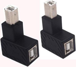 Traodin 90 Degree USB B Printer Adapter 2 Pack Left & Right USB Type B Male to Female Printing and Data Transferring Extension Adapter Connector for Printer Scanner HDD (Left & Right)