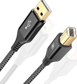Printer Cable 6ft sweguard USB 2.0 Printer Cable USB-A to USB-B Cable High Speed Nylon Braided Scanner Printer Cord for HP Canon Dell Epson Brother Lexmark Xerox Piano DAC & More-Black