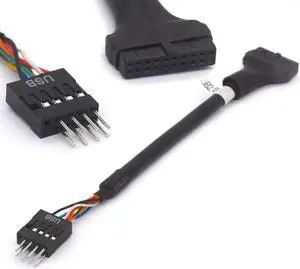USB 3.0 to 2.0 Adapter Header Cable Converter USB3.0 19 Pin Female to USB2.0 9 Pin Male convertor Motherboard from Intel ASUS Gigabyte MSI Ports(19Pin Female to 9Pin Male)