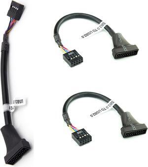 3 Pack USB 3.0 Header to USB 2.0 Motherboard Adapter 19 Pin to 9 Pin Connector Cable Front Panel USB3.0 to 2.0 Converter 19pin Male to 9pin Female for PC Computer Chassis Desktop Case