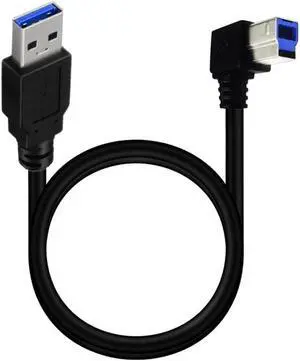 USB 3.0 Printer Cable USB 3.0 Type A Male to Type B Male Plug 90 Degree High Speed Printer Cable for Printer Monitor External Hard Drivers Scanner - 50cm/1.5Ft (USB 3.0 A to B Down Angle)