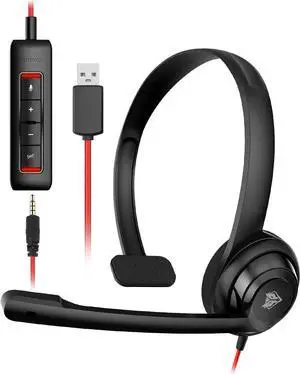 NUBWO HW02 USB Headset with Microphone,Work Headset with Mic&in-line Control, Super Light, Ultra Comfort Computer Headset for Laptop pc, On-Ear Wired Office Call Center Headset for Boom Skype Webinars