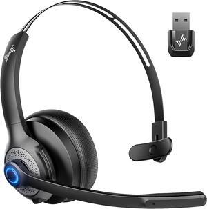 Wireless Headset with Microphone Bluetooth Headphones - Bluetooth V5.2 Headphones with USB Dongle & Mic Mute for PC/Computer/Laptop/Call Center/Zoom/Online Class/Trucker - Bluetooth Headset