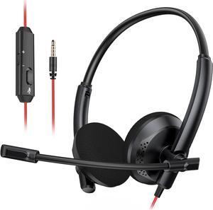 HW03 Headset with Microphone for PC3.5mm JackVolume ControlWired Computer Headset for Zoom Skype for Office Business Call Center