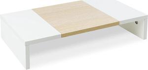 20 inch Monitor Riser Wood Monitor Stand for Desk Sturdy TV/Screen/PC/Printer/Laptop Riser Computer Shelf with Storage TV Holder for Home Office (White+Maple 20 inch)