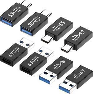 USB C Adapter (8 Pack) USB C Male to USB Female Converter USB 3.0 Male to Type C Female Extender Connector
