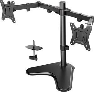 Dual Monitor Stand 32 inch Free Standing Monitor Desk Mount Fully Adjustable Dual Monitor Arm with Vesa Mount 100x100 Max Computer Monitor Desk Stands for 2 Monitors Black HNCM1