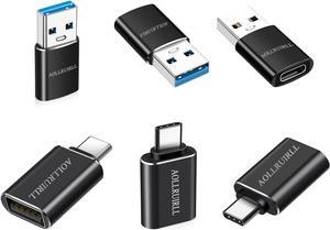 [6 Pack] USB C to USB Adapter (3 Pack)&USB to USB C Adapter (3 Pack) [Aluminum Shell] SuperSpeed Data Transfer & Fast Charging for iPhone/PC/Samsung/iPad/Laptop/MacBook/etc