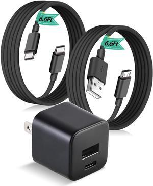 15W Fast Charger for All Kindle Fire Tablets with 6.6Ft USB-C and Micro Cable (Designed for use with All Fire Tablets and All Kindle E-Readers)