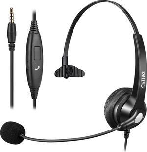 3.5mm Jack Cell Phone Headset with Microphone Noise Cancelling for PC Laptop Wired Computer Headphones for iPhone Android Zoom Home Office Work School Classroom in-line Control Comfort-Fit