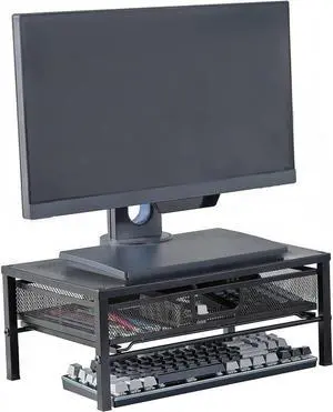 Metal Computer Stand for Desk,Monitor Riser with Drawer ,Desktop Stand for Laptop,Printer and Monitor,Black