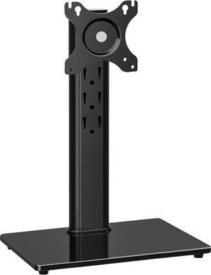 Single Computer Monitor Stand for 13-32 inch Screen Height Adjustable Monitor Stand Free Standing Monitor Desk Stand with Swivel Tilt and Rotation VESA Mount Black