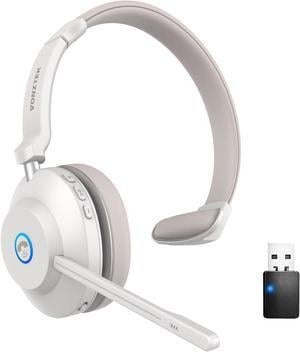 Wireless Headset Bluetooth Headset with Noise Canceling Microphone & USB Dongle 45H Talk Time Hands-Free Wireless Headphones with Mute Button for PC/Laptops/Cell Phones/Remote Work/Call Center