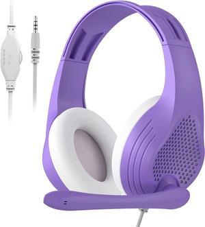 Gaming Headsets Computer Headset with Mic Noise Cancelling Headphone with Microphone Wired Headphones for PC/Xbox(Purple)