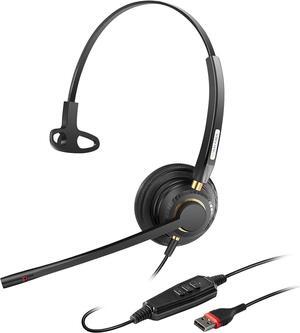 USB Headset with Microphone Noise Cancelling & Audio Controls Ultra Comfort USB Headset with Microphone for Pc Computer Laptop Business Skype UC Webinar Call Center Office