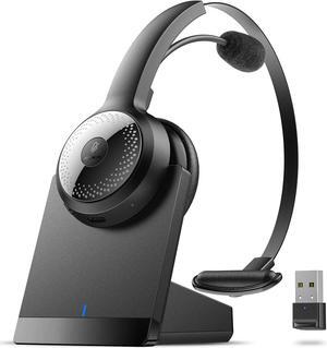 Wireless Headset for Computer Bluetooth Headset with Noise Cancelling Microphone for PC 35H Lightweight USB Headset with Mute Button Suitable for Remote Working/Call Center/Online Class