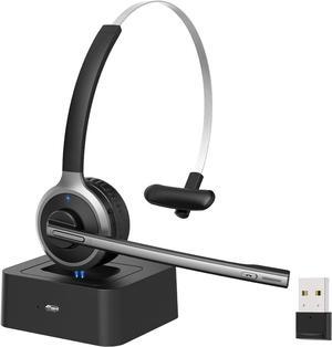 Wireless Headset with Microphone & USB Adapter for PC ???????? ?????? Wireless 5.0 PC Headset with Microphone Flip-to-Mute Mic PC Headset for Home Office Call Center Zoom Skype