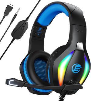 FC100 Gaming Headset with Microphone for PS4 PS5 Switch Xbox PC Mac Gamer Headset with RGB Light Computer Headphones with Mic