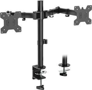 WALI Dual Monitor Desk Mount, Monitor Stand for 2 Monitors Up to 27inch, Dual Monitor Mount Max 22lbs for Home, Office, School (M002), Black