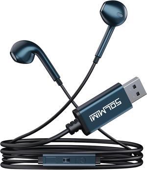 USB Earbuds with Microphone for PC Laptop 2M/6.5ft USB Headset with Microphone for PC USB Headphones for Computer Laptop PC PS4 PS5 Notebook Desktop Office Home with Volume Control& Mute