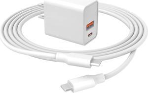 20W USB-C Fast Charger for iPad 10th Generation Gen 2022 10.9 Tablet A2696 A2757 A2777 with 2 Charging Ports and C-C AC Power Supply Adapter Cord Cable