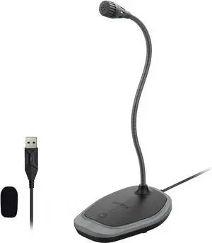 USB Microphone, Plug & Play Microphone for PC, Desktop Omnidirectional Condenser Laptop Mic, Mute Button with LED Indicator, Compatible with Windows/Mac, Ideal for YouTube Videos, Skype, Recording