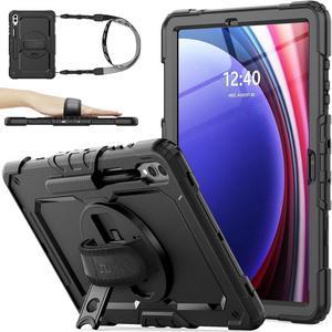 Case for Samsung Galaxy Tab S10 Plus/Tab S9 FE Plus/Tab S9 Plus 5G Tablet 12.4'' Case with Screen Protector Pencil Holder [360 Rotating Hand Strap] &Stand, Drop-Proof Case, Black1