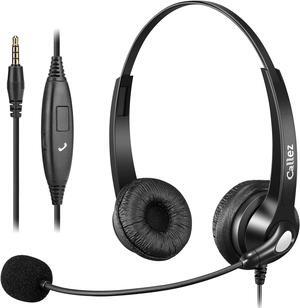3.5mm Headset with Microphone Noise Cancelling for Cell Phone PC Laptop Stereo Computer Headphones for iPhone  Mac Call Center Office Skype in-line Control Clear Chat