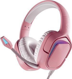 Black Shark Gaming Headset, Noise Cancelling Wired 3.5mm Gamer Headphones with Microphone, LED Light, Over Ear Soft Memory Earmuffs for PS4 PS5 PC Xbox One Switch