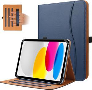Universal Case for 9 10 10.1 inch Tablet Universal Tablet Case with Flexible Hand Strap & Pocket for 9-10.9 Touchscreen Tablet with Adjustable Fixing Silicon Band and Pen Holder Navy Blue