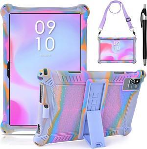 Okaysea 10.1 inch Silicone Tablet Case with Stylus Pen & Shoulder Strap Moderness 10.1 Case Soft Portable Protective Cover for QunyiCO 10.1 Hoozo HZ0010R 10.1 inch Rose Red & Purple
