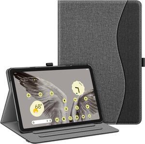 Case for Google Pixel Tablet 11 Inch 2023 Release Multi-Angle Viewing Protective Stand Cover with Pocket & Pencil Holder Compatible with Charging Speaker Dock Gray
