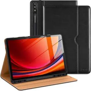 for Galaxy Tab S9 Plus Case 12.4 Inch Tablet (SM-X810/X816B/X818U) Premium Leather Business Folio Cover with S Pen Holder & Hand Strap for Samsung Galaxy Tab S9+ / S9 Plus 2023 Black