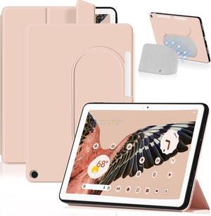 for Google Pixel Tablet Case 2023 with Kickstand [Compatible with Charger Speaker Dock] [Premium Smooth Leather + TPU Full Cover] Military-Grade Protective Case for Pixel Tablet 11 inch(Pink)