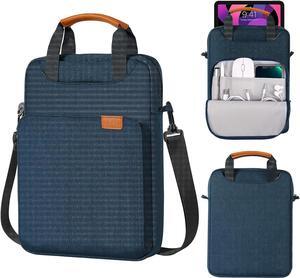 9-11 Tablet Shoulder Sleeve Bag Fits iPad Pro 11 2021-2018 iPad 10.2 iPad Air 4 10.9 iPad 9.7 Surface Go 3/2 Galaxy Tab A 10.1 Polyester Bag with Concealed Hand Strap Indigo