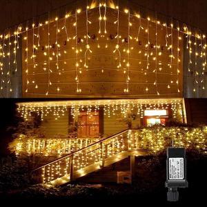 32.8 FT 400LED Icicle Christmas Lights, Plug in 80 Snowflake Fairy Lig