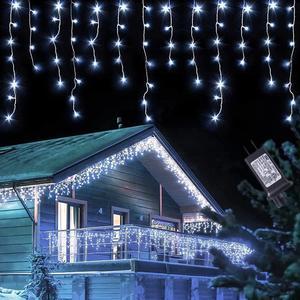 32.8 FT 400LED Icicle Christmas Lights, Plug in 80 Snowflake Fairy Lig