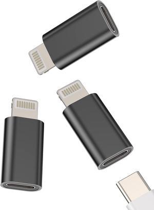 USB C Female to Lightning Male Adapter Type-C Charging Cable Accessories(3pack) for Apple iPhone 14 13 12 11 Pro Max Mini Xs Se 7 X Xr 8 Plus Ipad Air Converter Charger Port Cord Data Sync Connector