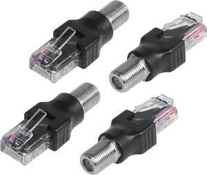 4PCS RF to RJ45 Coaxial Converter RF Female to RJ45 Male Coax Barrel Adapters for Line Tester