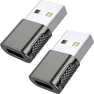 USB C Female to USB Male Adapter 2 Pack USB Type C Cable to USB A Charger Converter for Apple Watch Ultra SE Series 8 7 iPhone 14 13 12 11 AirPods iPad and More - Space Grey
