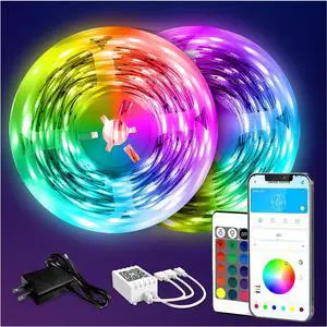 LED Strip Lights 130ft Lights Strip for Bedroom Desk Indoor Room Bedroom Brithday Gifts RGB Decor with Remote and 24V Power Supply