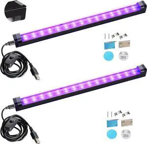 Black Light Bar 10W 1ft LED Blacklight for Fluorescent Tapestry Poster Body Paint Glow Party UV Strip Lights for Cabinet and Display Magnetic THLITURE 2 Pack