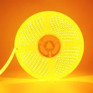 Led Strip Lights Waterproof IP68 Flexible Amber Yellow Strip Lights Exterior Interior 16.4Ft 600SMD for Home Bedroom Party Holiday Neon Decoration Stage Marine Lights (No Power Adapter)