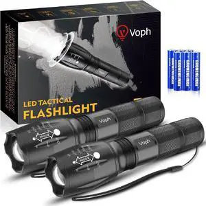 Flashlight 2 Pack 5 Modes High Lumen Tactical LED Flash Light High Lumens Bright Waterproof Flashlights Focus Zoomable Flash Lights for Camping Gifts for Birthday for Men Women Adult