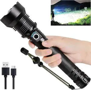 Rechargeable LED Flashlights High Lumens 990000 Lumens Super Bright Flashlight with 5 Modes & Waterproof Powerful Handheld Flashlight for Camping Emergencies