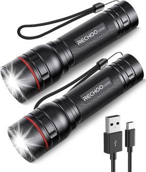 Rechargeable Flashlights High Lumens 2 Pack G1000 Super Bright Flash Light Small Led Tactical Flashlight with 3 Lighting Modes Portable Flashlights for Camping Home (Battery Included)