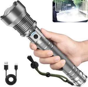Rechargeable LED Flashlights High Lumens 900 000 Lumen Brightest Flashlight with 5 Modes and Waterproof Long Lasting Powerful Handheld Bright Flashlight for Emergencies Camping